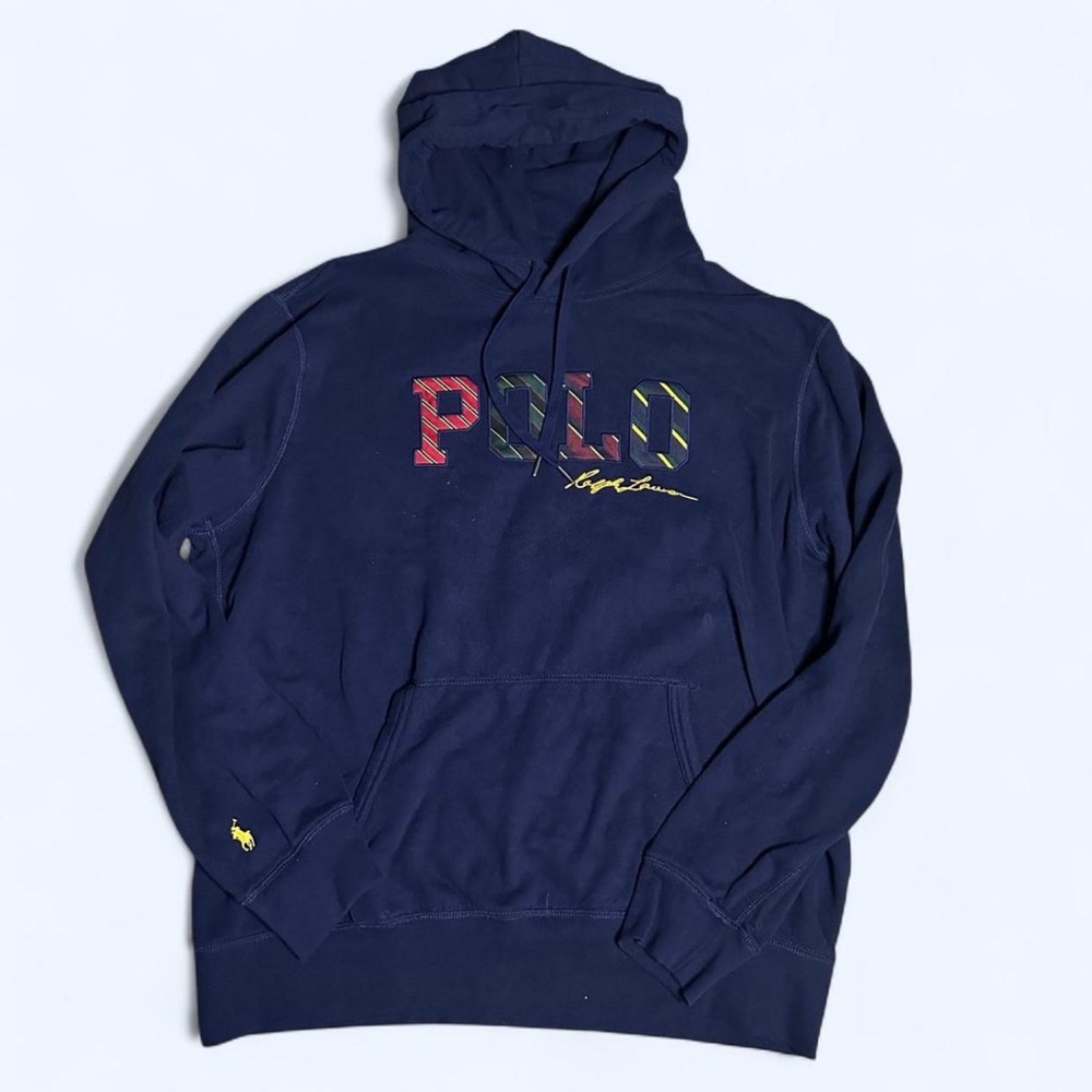 Polo Ralph Lauren Script Varsity Signature Hoodie Pullover Navy